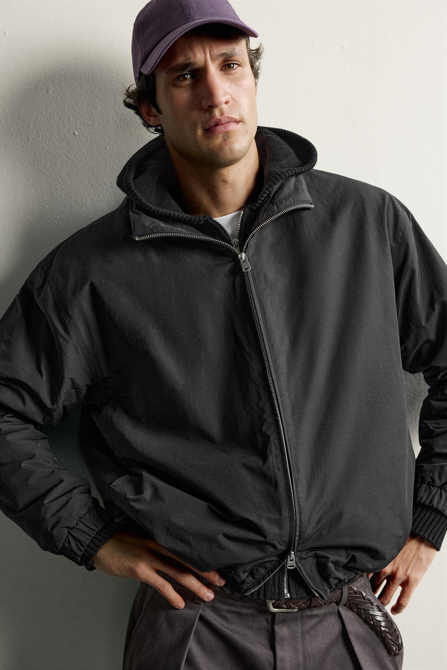Мужская рубашка Zara Technical Padded Overshirt, цвет: Чёрный — фото 5