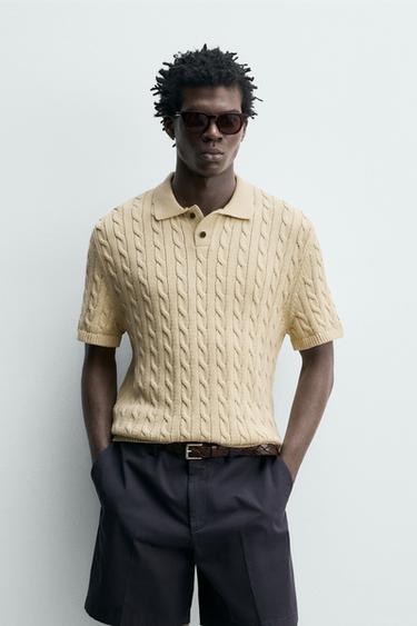 POLO PUNTO ESTRUCTURA TRENZAS - Mantequilla de Zara