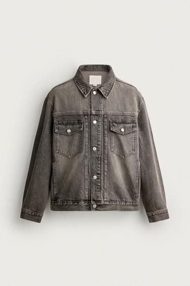 Zara 寬鬆版型牛仔外套 - 灰色