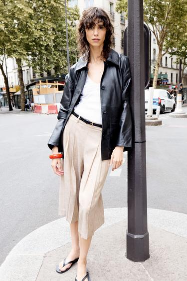 CAZADORA PIEL BOLSILLOS - Negro de Zara