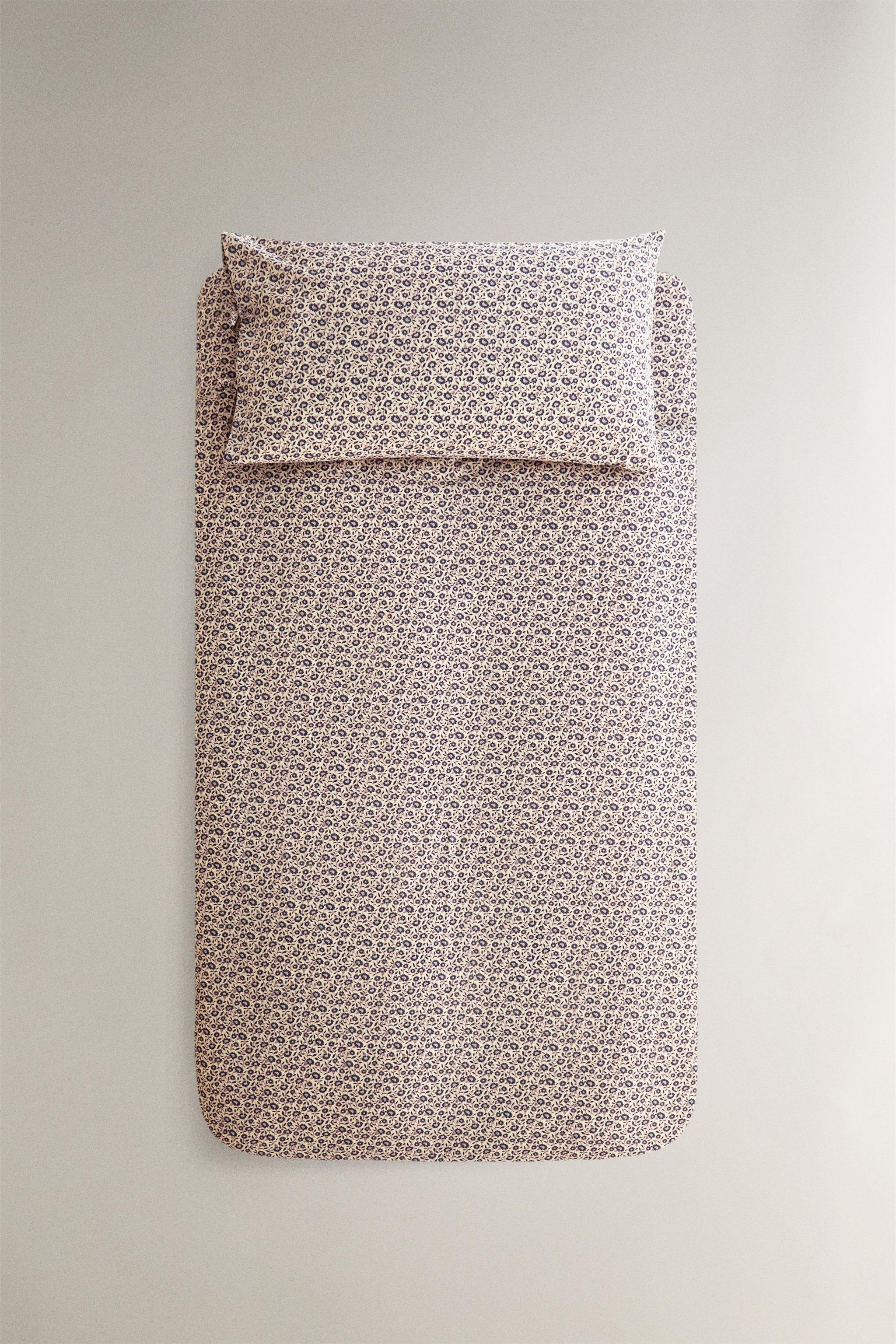 KIDS FLORAL COTTON DUVET COVER - Navy blue | ZARA United States