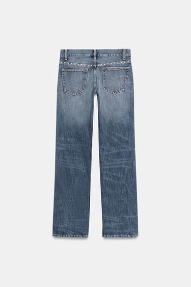 JEAN TRF SLUNG TAILLE BASSE À CLOUS - Bleu de Zara - Image 7