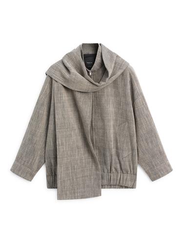 Zara Flecked bomber jacket with scarf - Gray