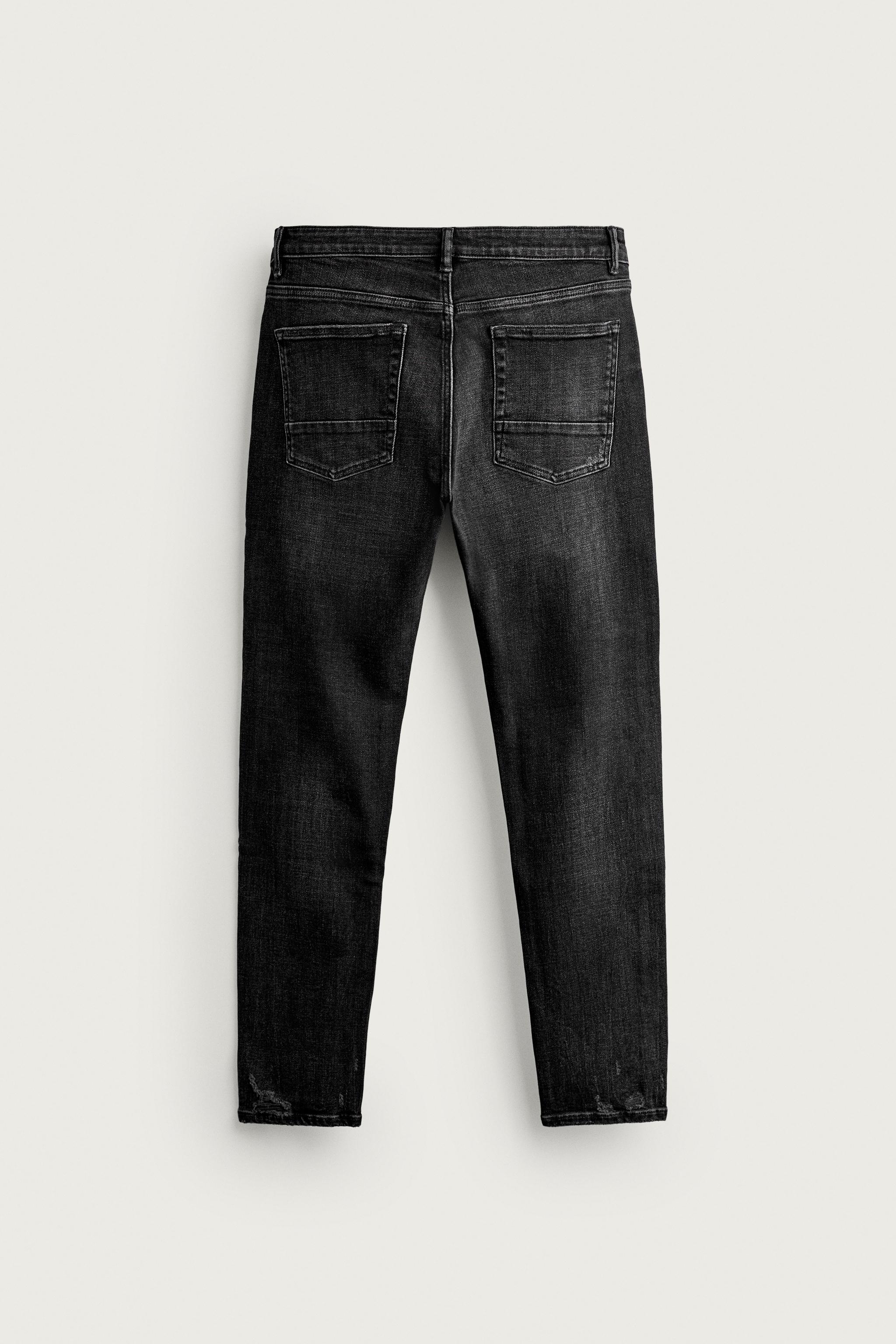 DISTRESSED SKINNY FIT JEANS — Charcoal (alternate view)