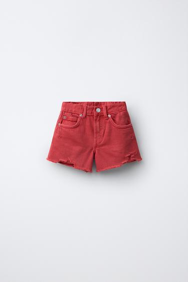 BERMUDA DENIM ROTOS - Rojo de Zara - Imagen 0