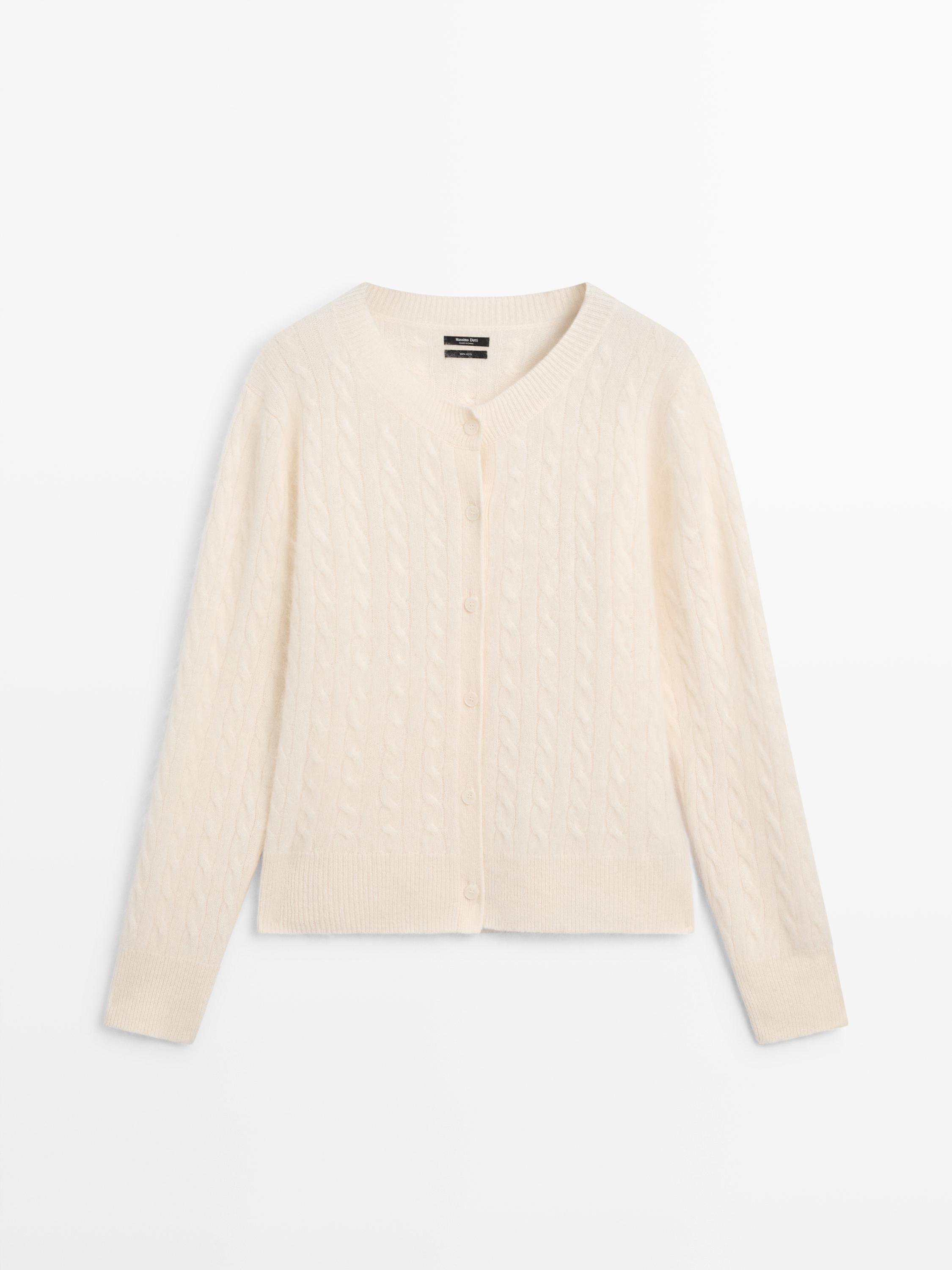 100% wool cable-knit cardigan