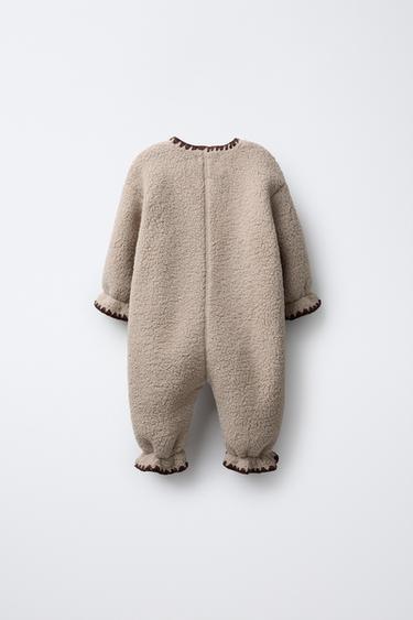 FAUX SHEARLING ONE-PIECE SUIT WITH CONTRAST TRIMS - Beige by Zara - Image 1