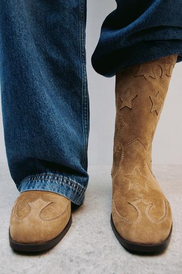 STAR COWBOY BOOTS - Brown by Zara