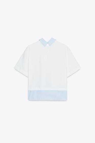 T-SHIRT BIMATIÈRE À RAYURES - Blanc de Zara - Image 4