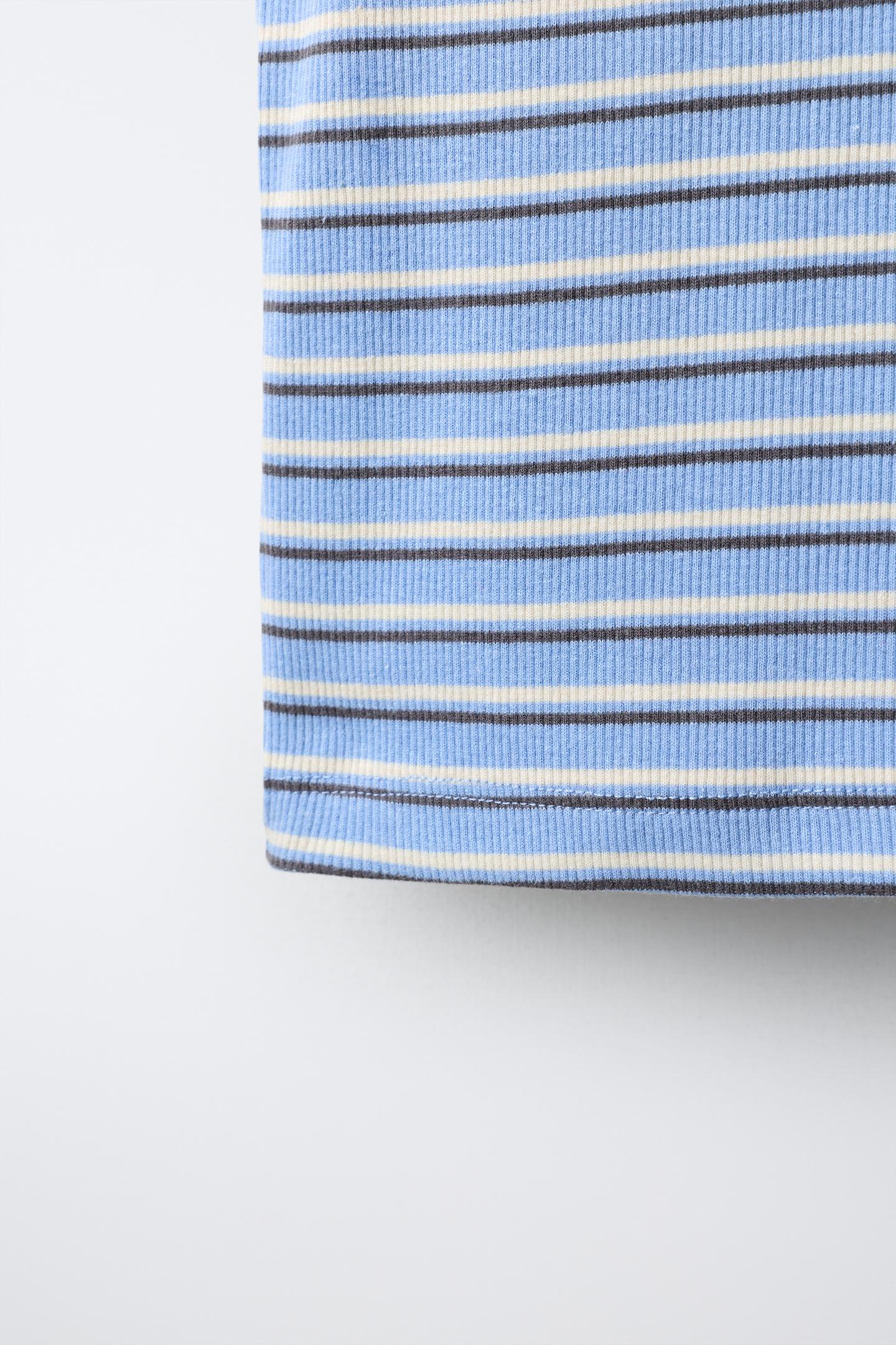 Детская футболка Zara Striped Ribbed, цвет: Полосатый — фото 4
