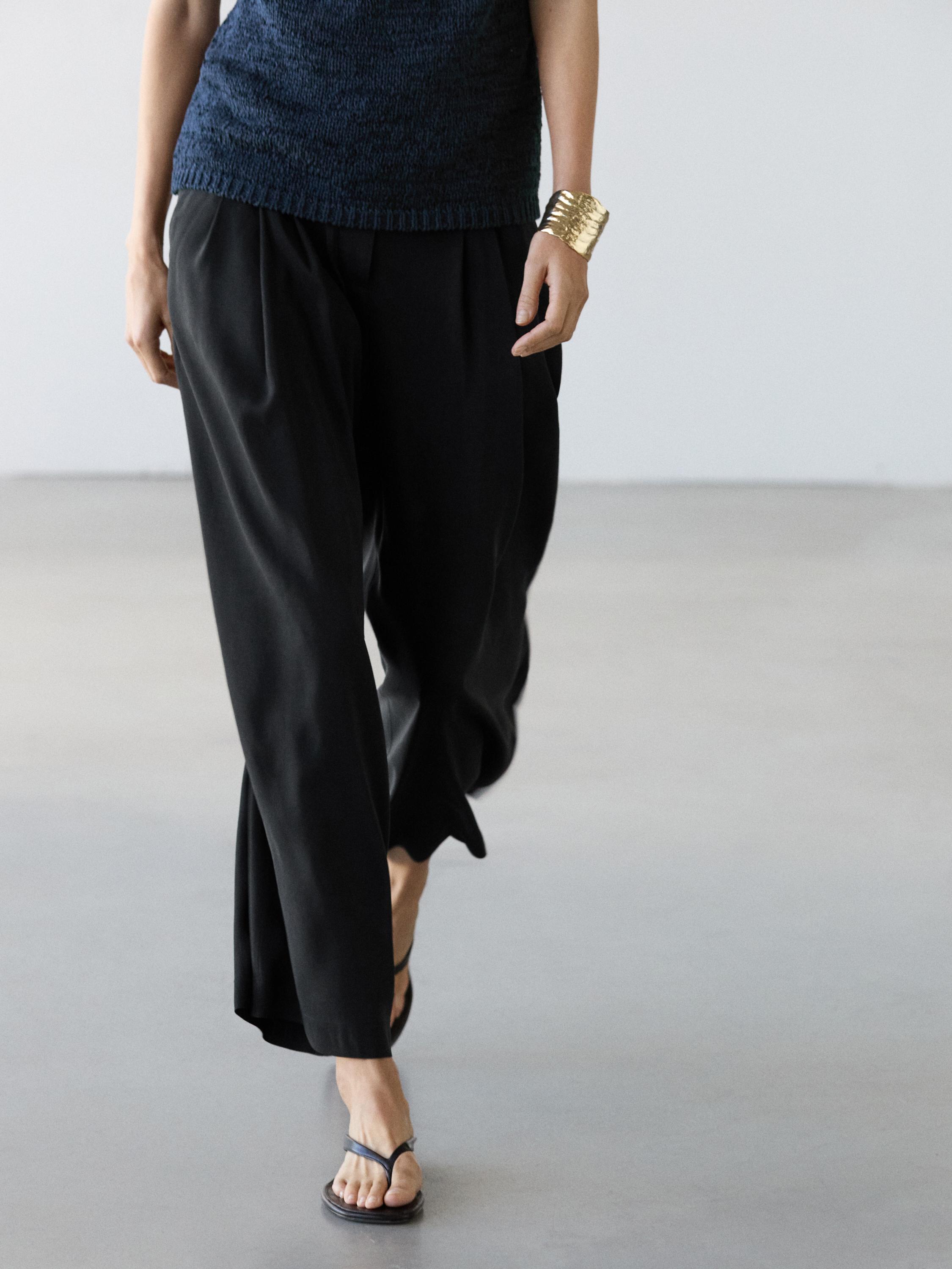 Flowing linen blend trousers