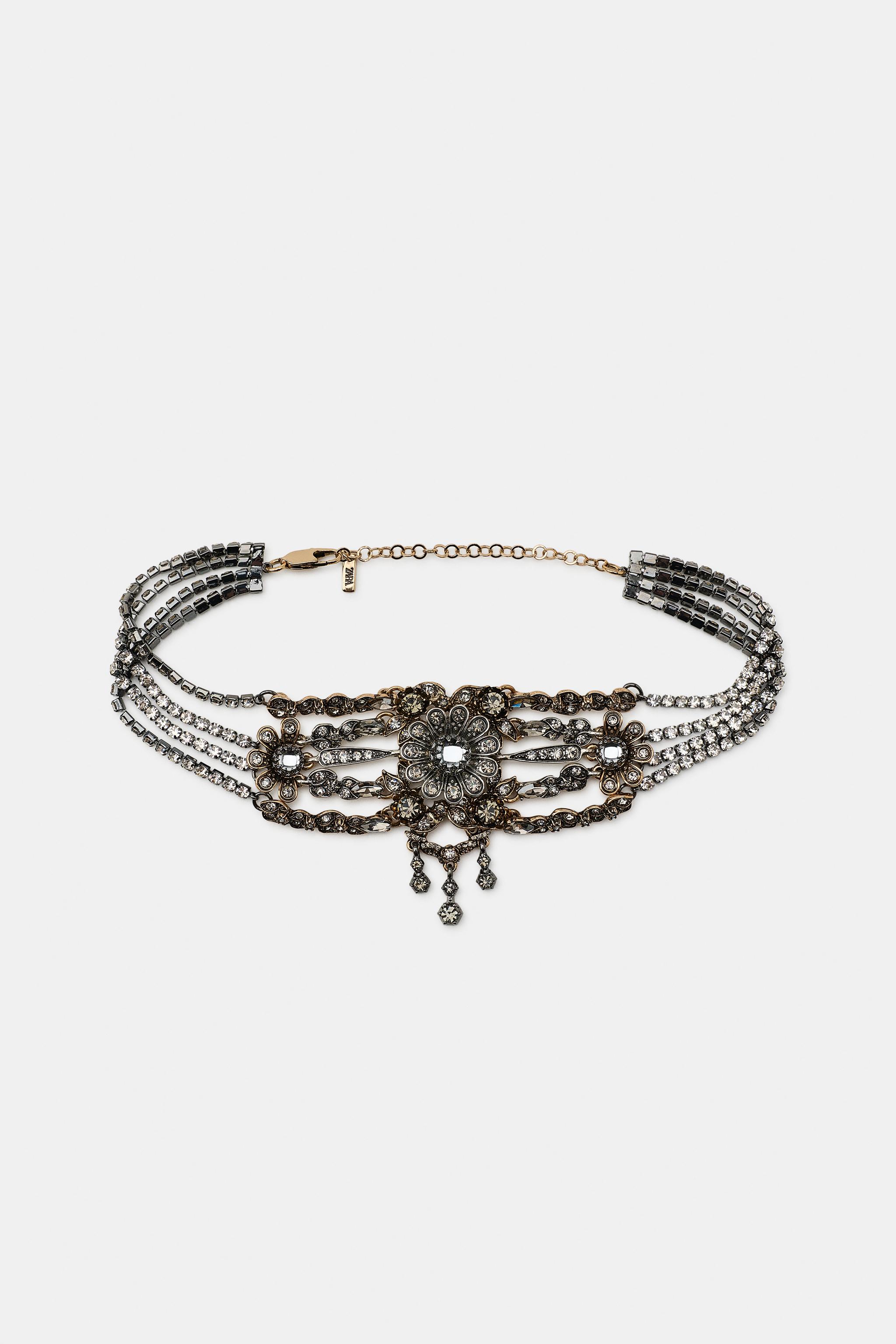 Женские аксессуары Zara JEWELED FLOWER CHOKER — фото 3