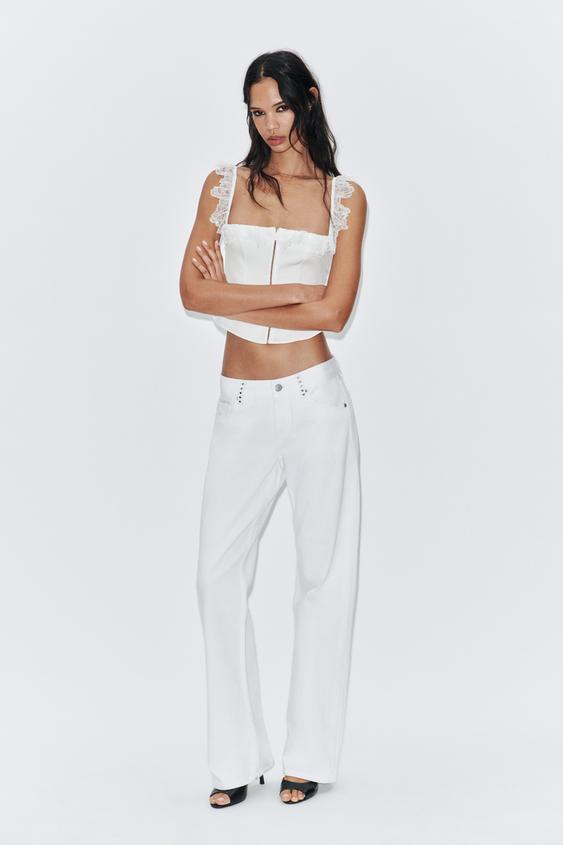 TOP CORSETERO ENCAJE - Blanco de Zara - Imagen 0