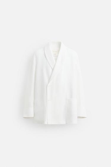 BLAZER COUPE DÉCONTRACTÉE LIN - Blanc de Zara - Image 7