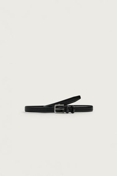 Zara NARROW LEATHER BELT - Black