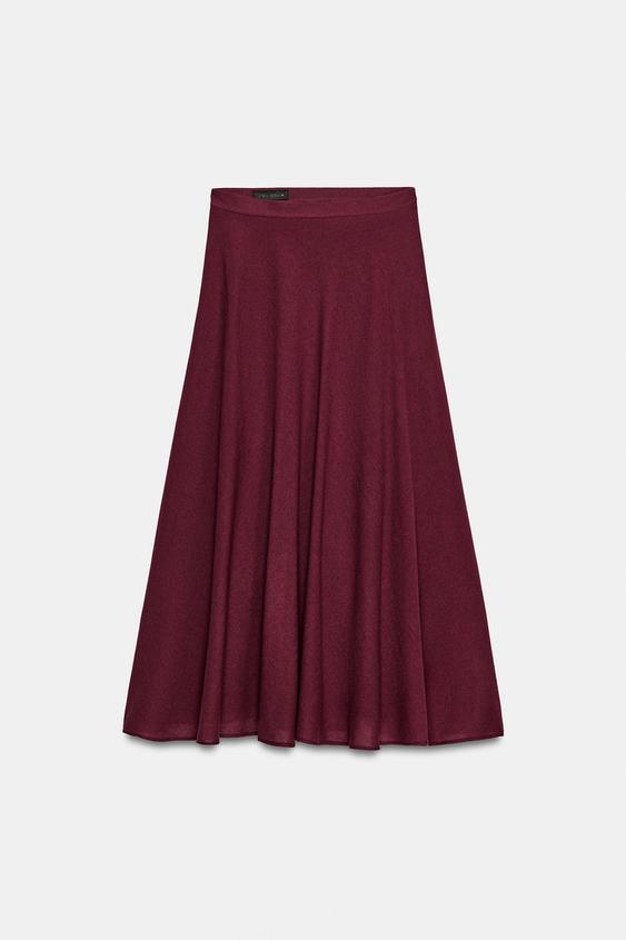 FALDA MIDI CAPA - Berenjena de Zara - Imagen 0