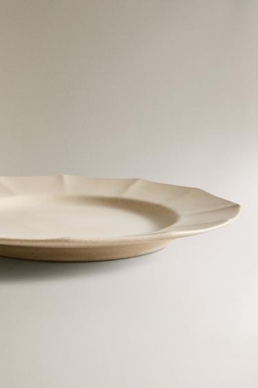 ASSIETTE À DESSERT GRÈS RELIEF LIGNES CADRE - Sable de Zara - Image 3