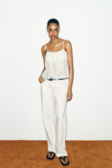 EMBROIDERED STRAPPY TOP - White by Zara - Image 0
