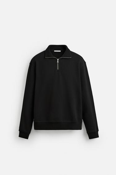 BASIC SWEATSHIRT MET RITS - Zwart van Zara