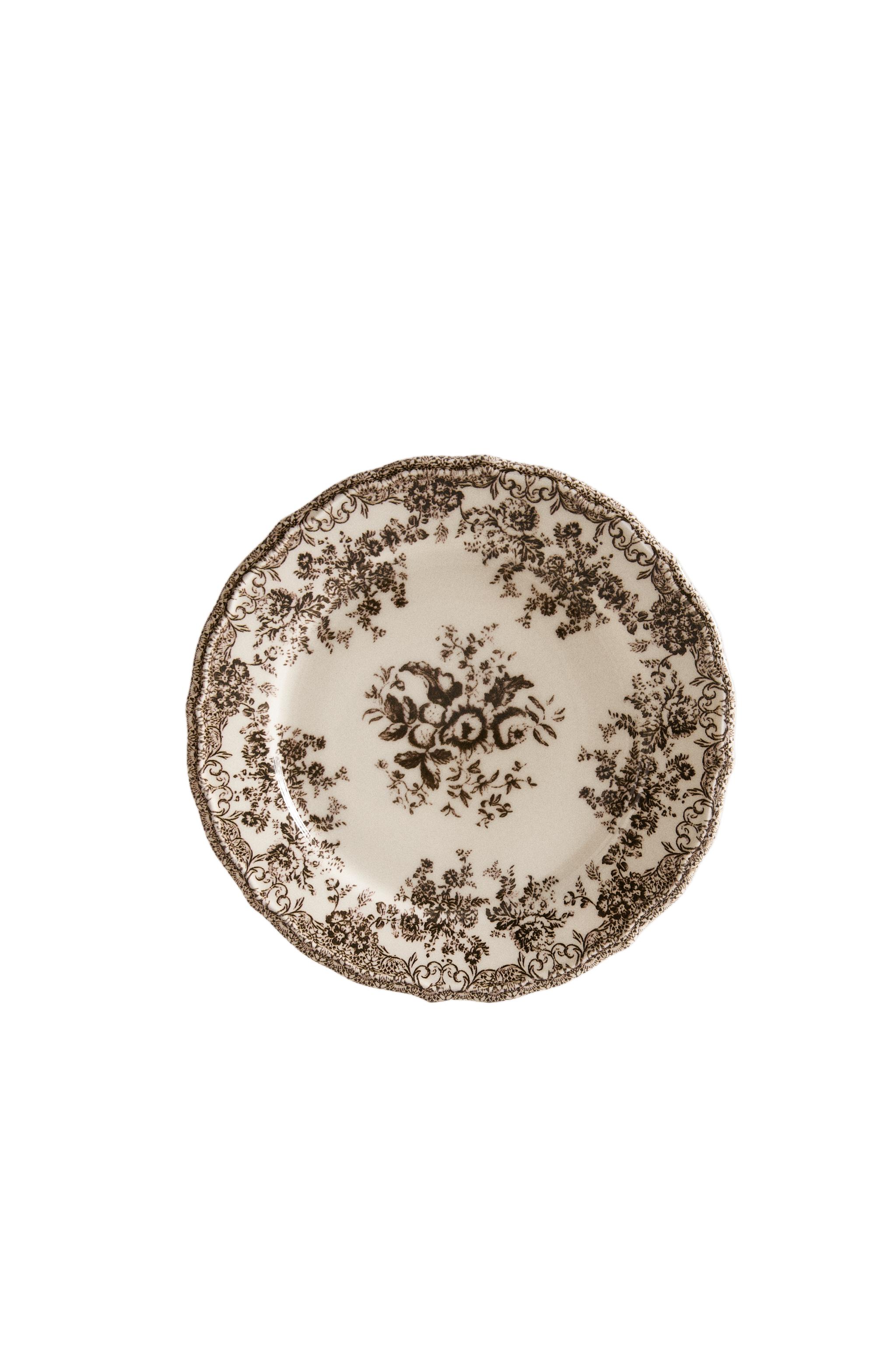 FLORAL EARTHENWARE DESSERT PLATE - Blue | ZARA United States