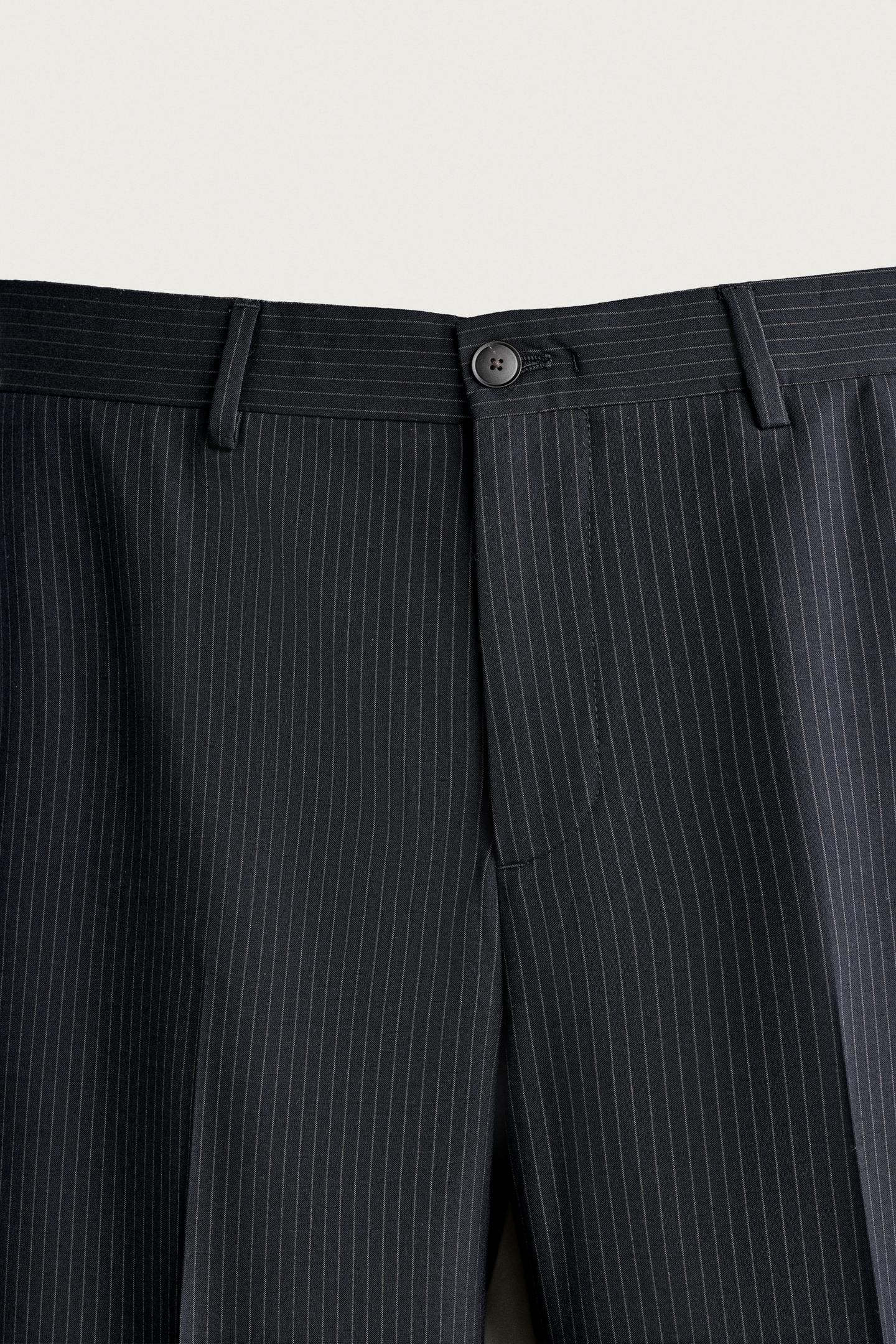 Мужские брюки Zara Pinstripe Suit, цвет: Тёмно-синий — фото 8