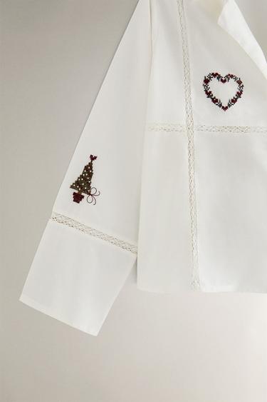 EMBROIDERED CHRISTMAS SHIRT - Ecru by Zara - Image 2