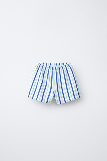 ПЛЮШЕВІ ШОРТИ В СМУЖКУ - Білий Zara