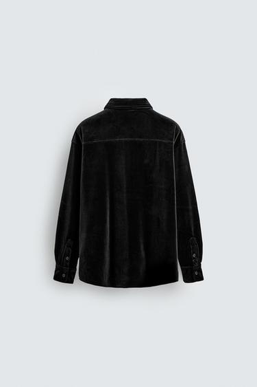 VELVET RELAXED FIT OVERSHIRT - Black by Zara