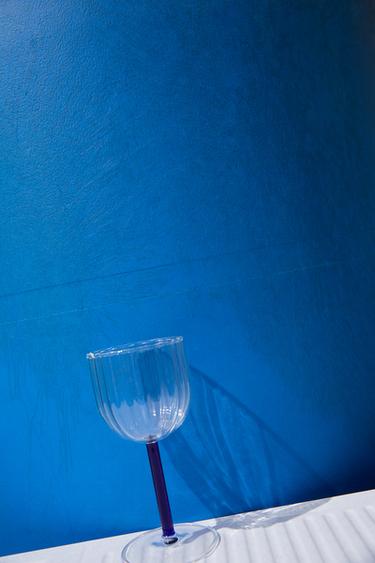 BOROSILICATE GLASS WITH COLOURED STEM - Blue by Zara