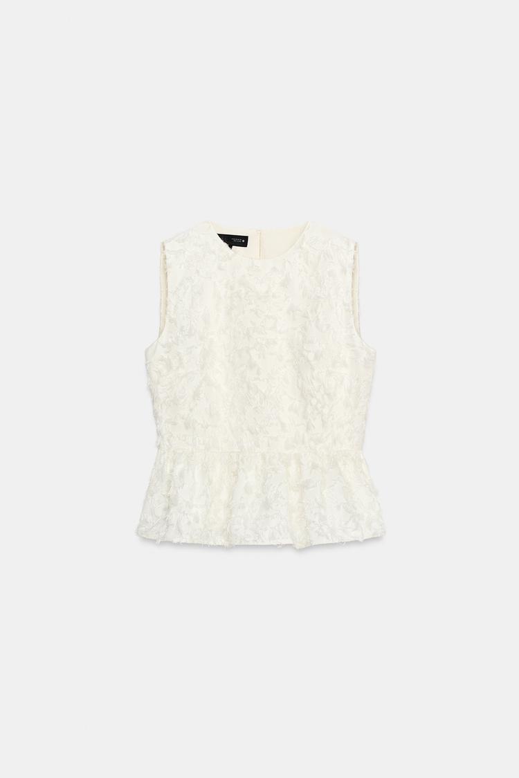 FRAYED PEPLUM BLOUSE