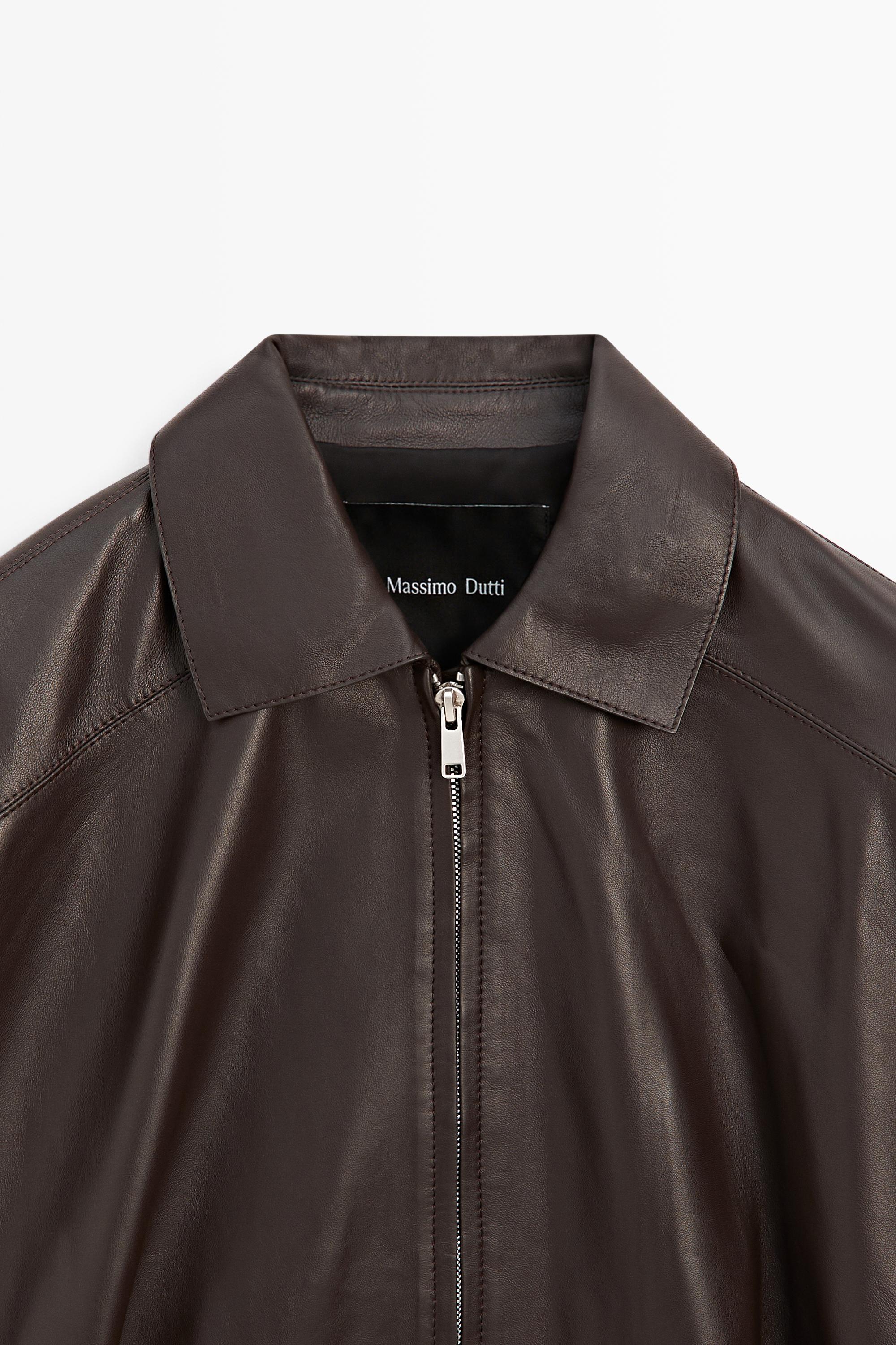 Pleated nappa leather jacket