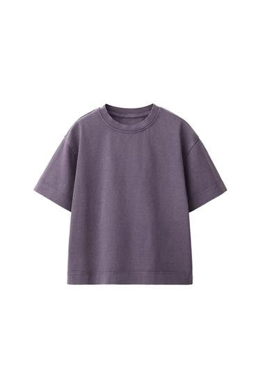 Zara HEAVY WEIGHT WASHED EFFECT T-SHIRT - Purple - Image 0