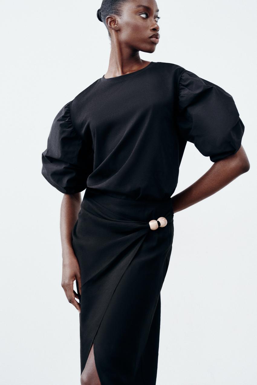 Clothes Hanger Camisa Asimetrica Zara Top Negro Blusa Manga