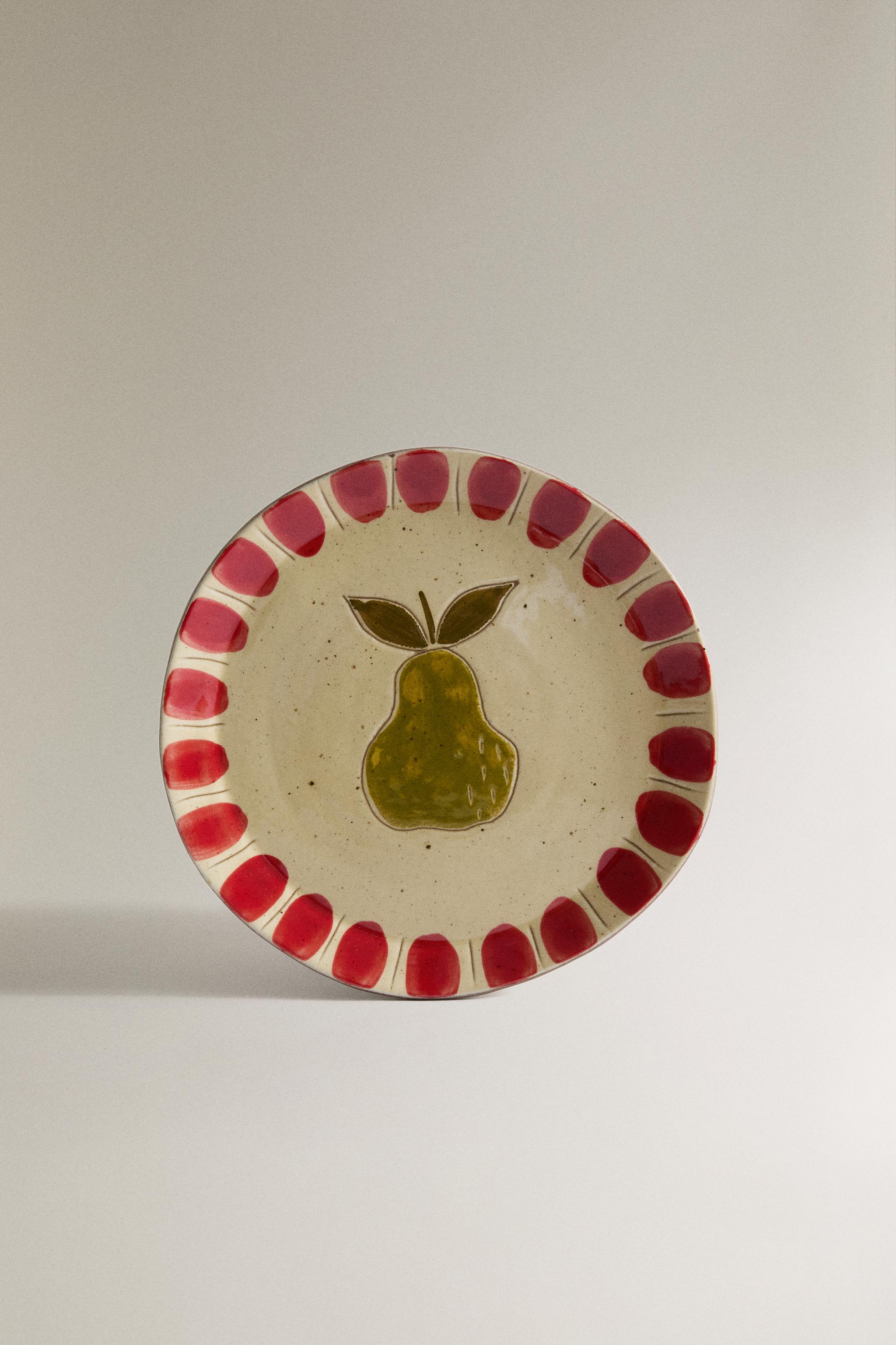 FRUIT EARTHENWARE DESSERT PLATE — Green (alternate view)