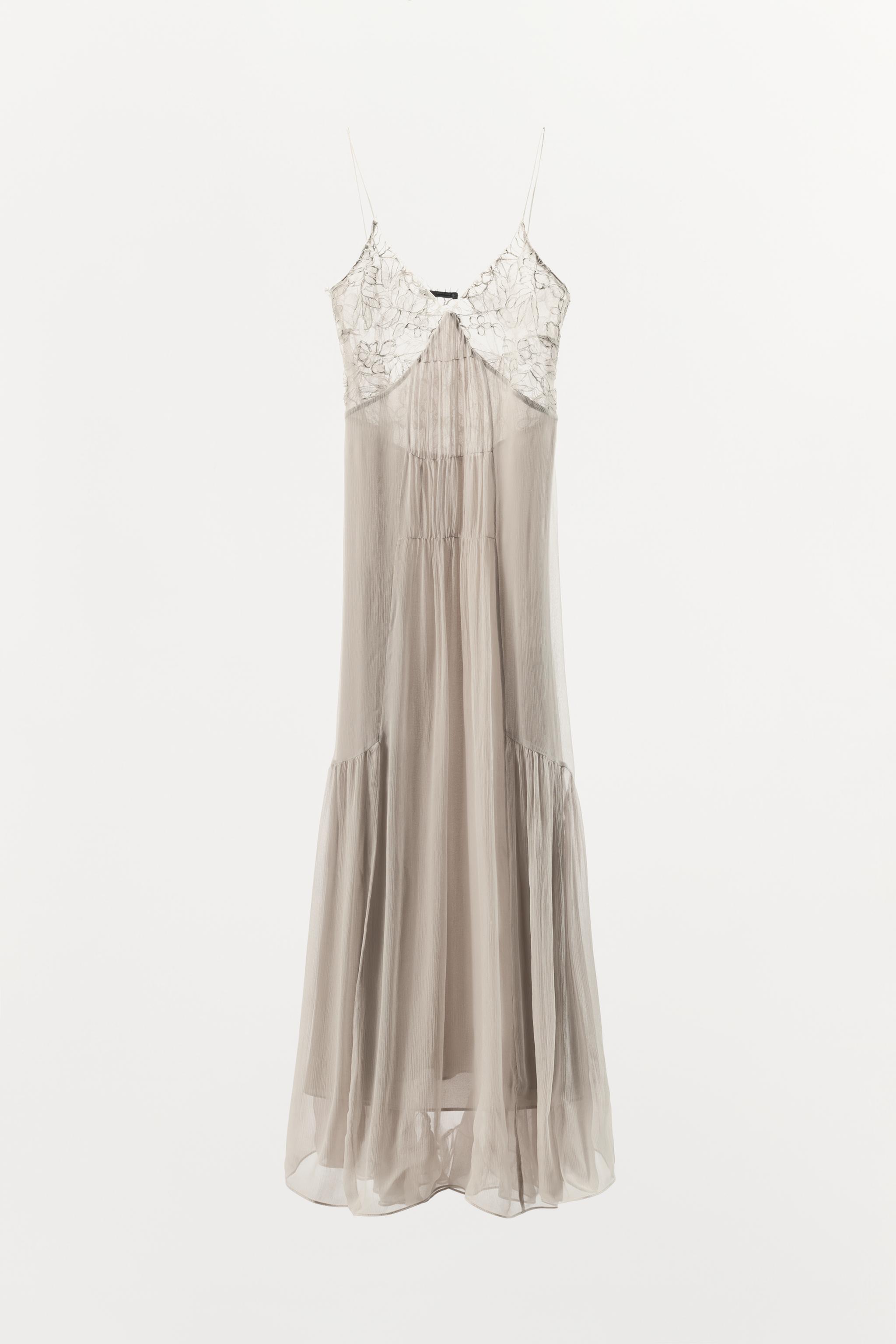LONG 100% VISCOSE LACE DRESS - Gray | ZARA United States