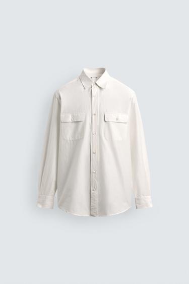 REGULAR FIT FLOWING SHIRT WITH POCKETS AARON LEVINE X ZARA - White by Zara