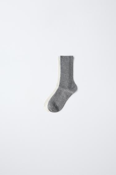 Zara TWO PACK OF RIB SOCKS - White