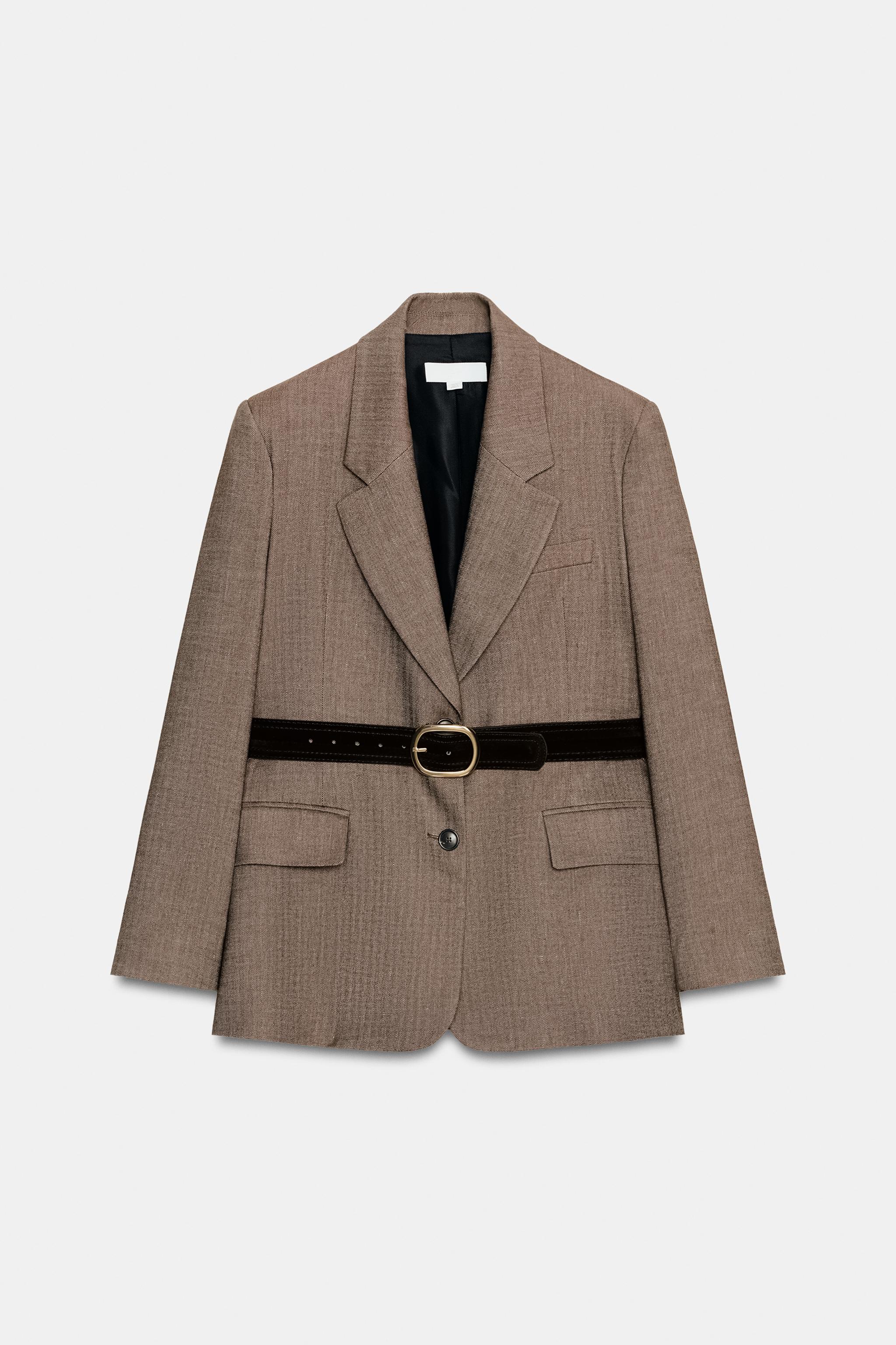 BLAZER À CHEVRONS AVEC CEINTURE