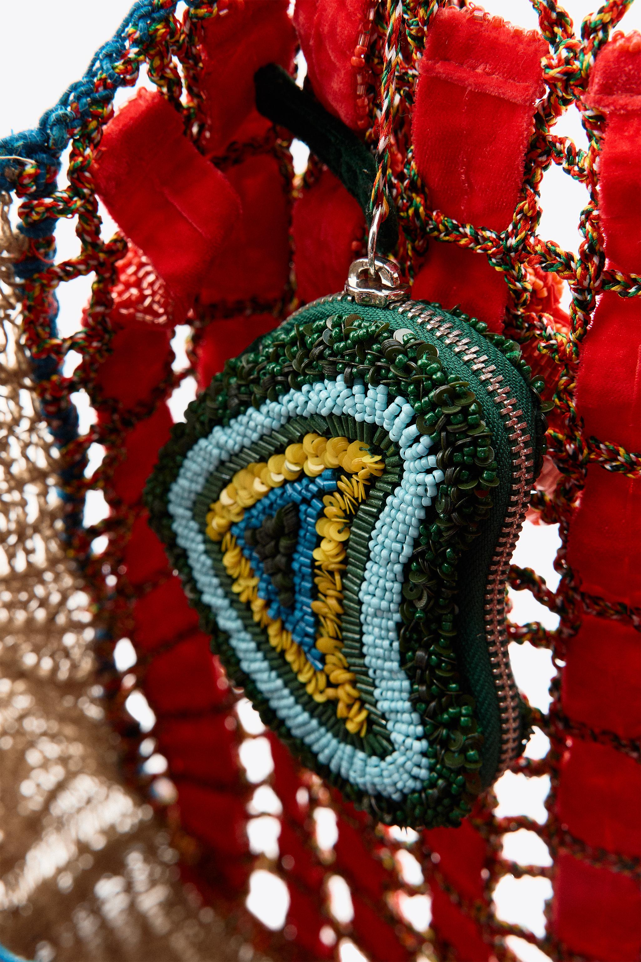 ZARA【NEW】BEADED PRINT MAXI BAG BEADED BRAIDED MAXI BAG - Multicolored | ZARA United States
