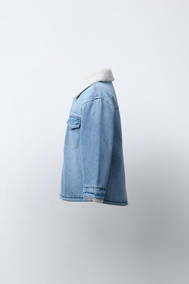 FAUX SHEARLING DENIM OVERSHIRT - Mid-blue by Zara - Image 2