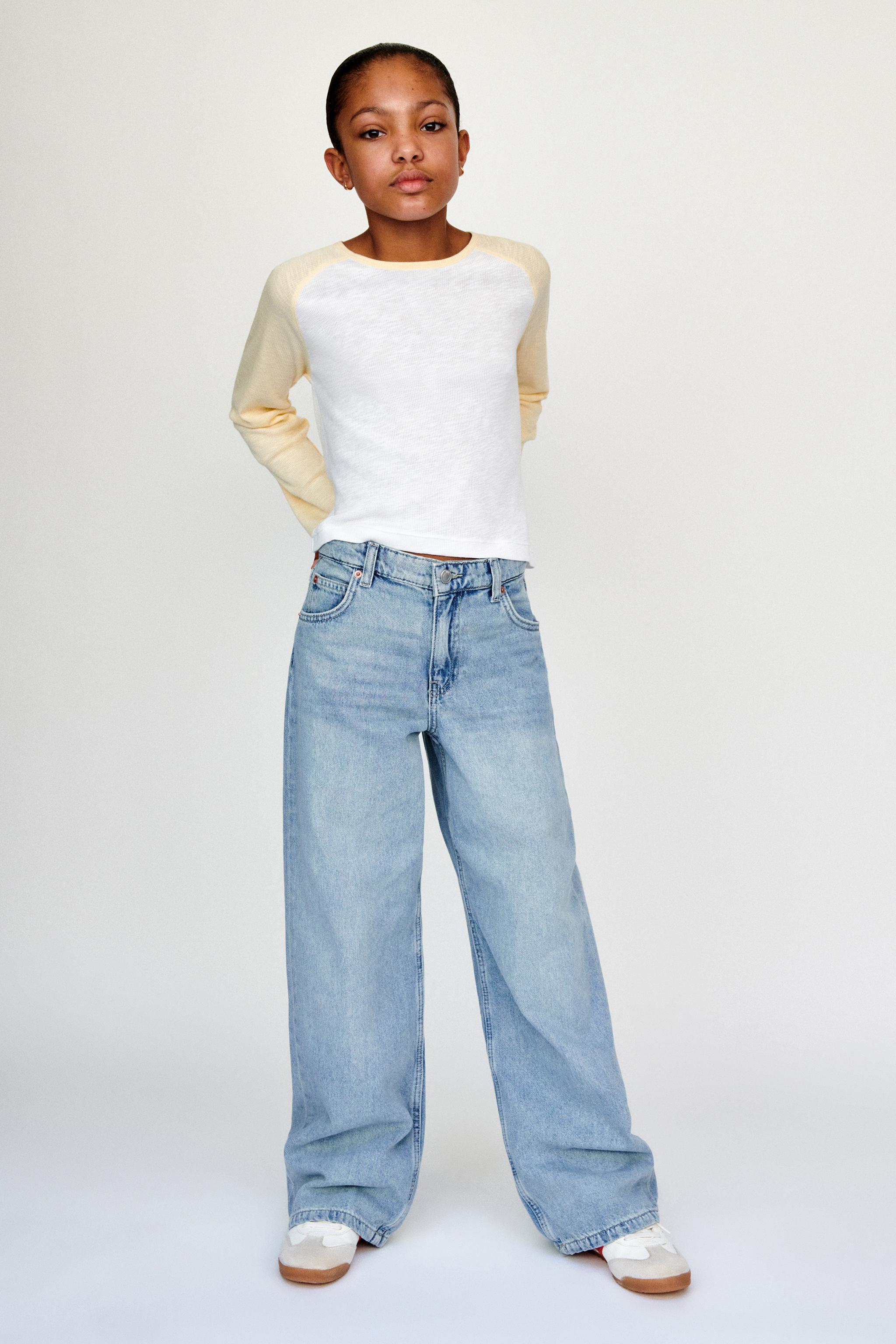 DISTRESSED WIDE LEG JEANS