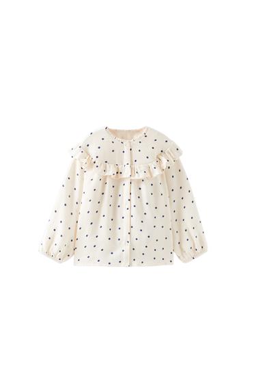 RUFFLED POLKA DOT SHIRT