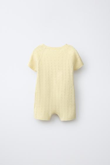 POINTELLE KNIT PLAYSUIT - Light yellow by Zara - Image 1