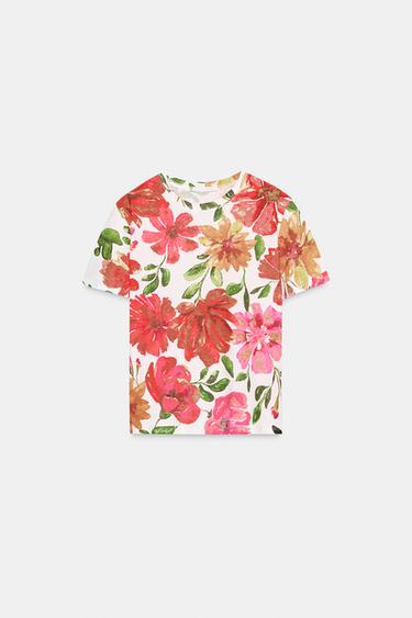 Zara PRINTED T-SHIRT - Red / Orange