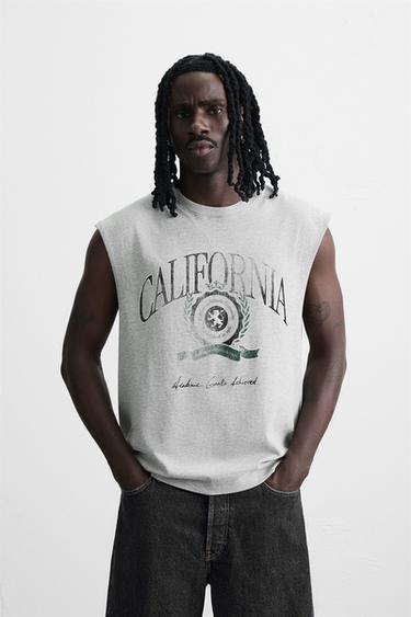 CAMISETA TANK ESTAMPADO LAVADO - Gris vigoré de Zara