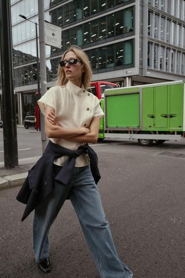 CHEMISE À BOUTONS CONTRASTÉS - Écru de Zara - Image 3