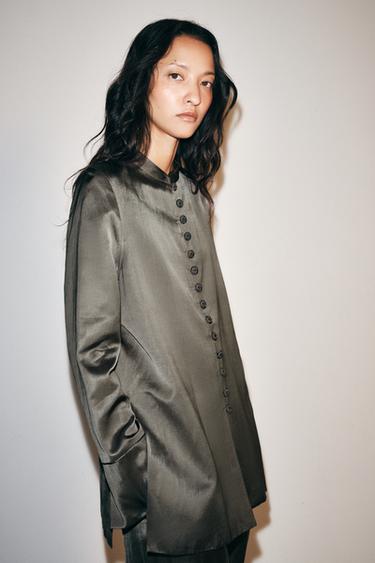 CHAQUETA SATINADA ZW COLLECTION - Gris de Zara