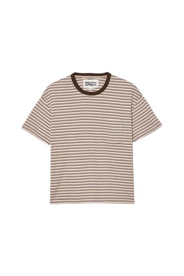 Zara 條紋短版上衣 - 粉紅色