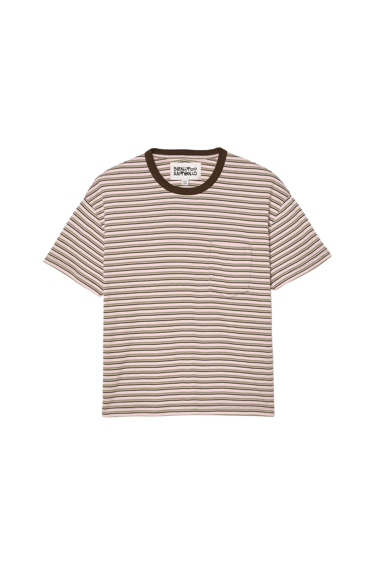 CROPPED STRIPED T-SHIRT — Pinks