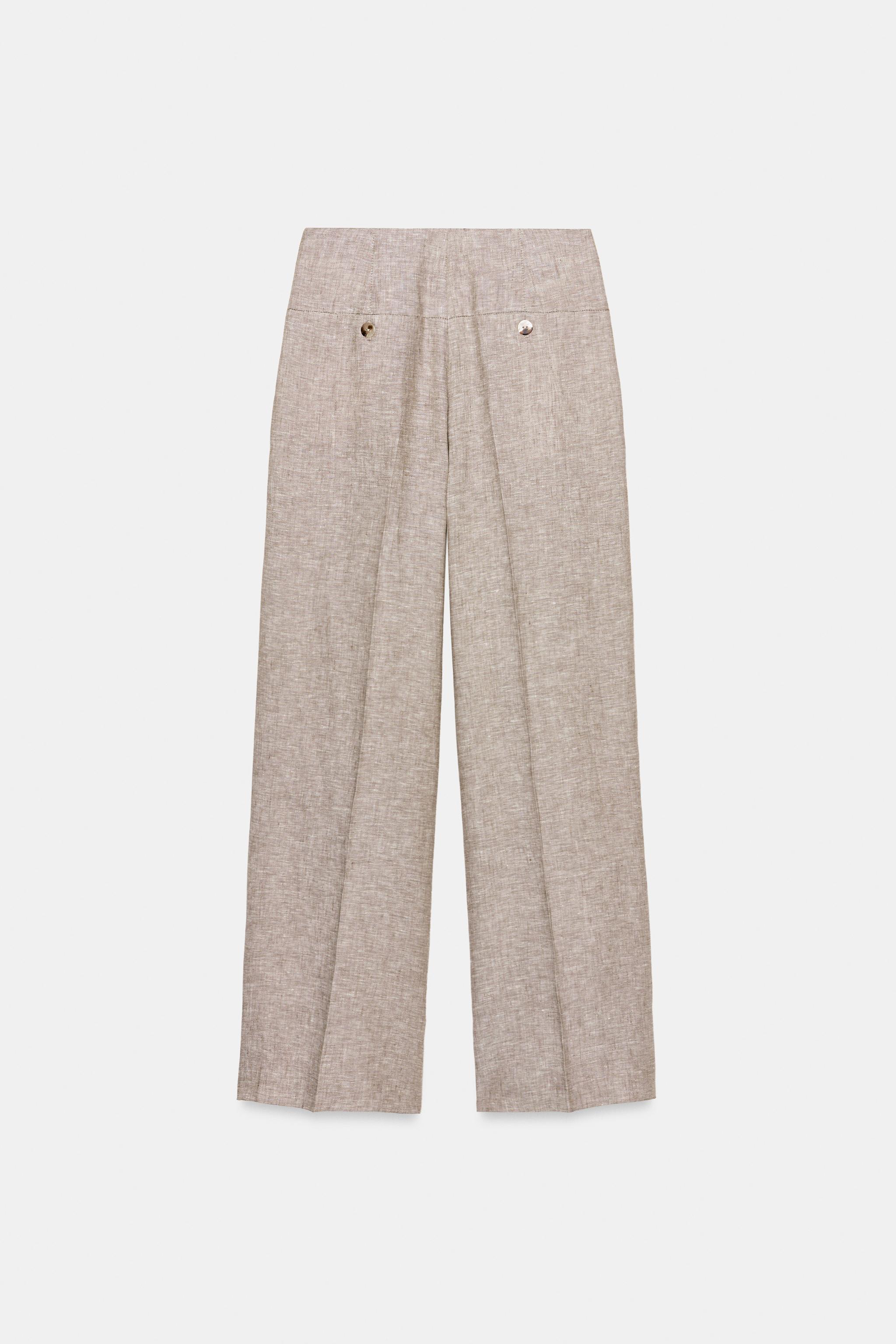 100% LINEN STRAIGHT LEG PANTS